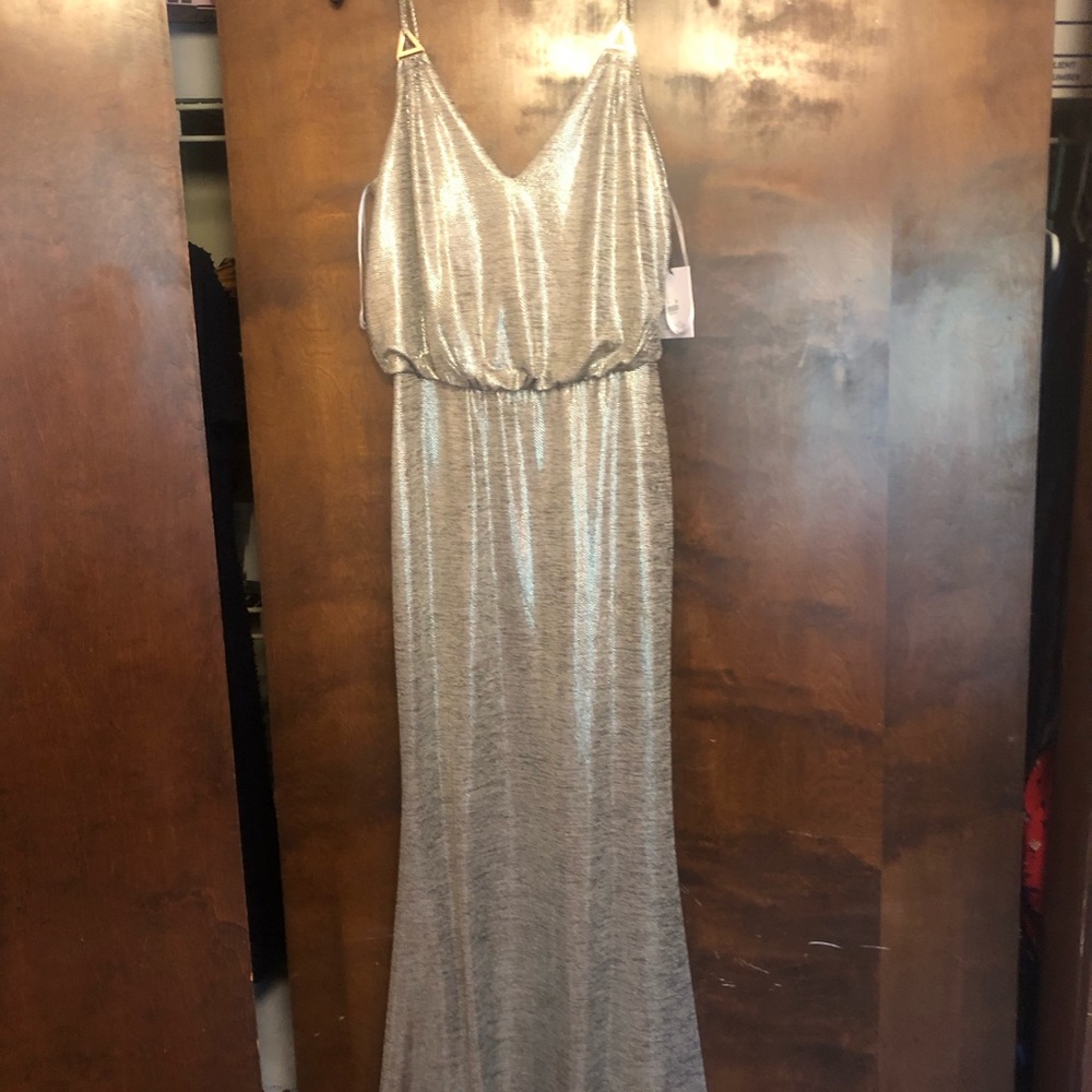 NWT Calvin Klein Metallic V Neck maxi dress - Picture 4 of 5